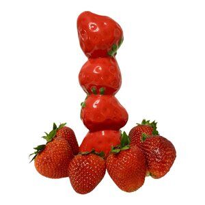 Red Strawberry-Shaped Ceramic Vase - Kids Decor, Kitchen, Shabby Chic, Fun Decor